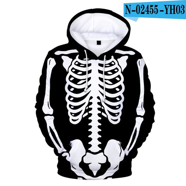 

men's hoodies sweatshirts 3d print mens perspective skeleton hip hop hoodie sweatshirt children men women halloween harajuku 221124, Black