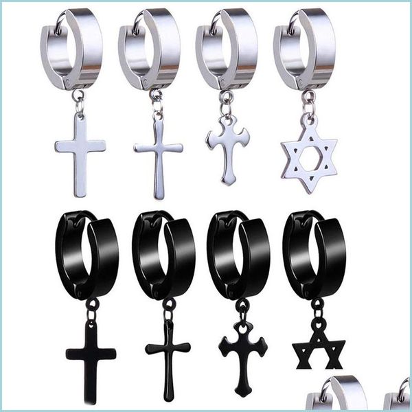 

dangle chandelier cross pentacle hoop earrings stainless steel pierced dangle chandelier fashion jewelry for men women drop deliver dhekx, Silver