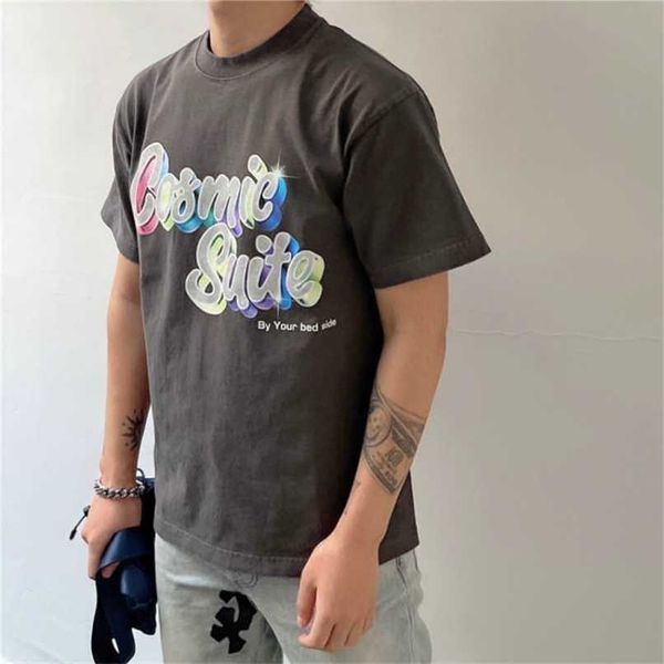

designer mens t-shirts gallerydept dept gd vintage atk rainbow letter niche high street loose fashion brand fog short sleeve tshirt men and, White;black