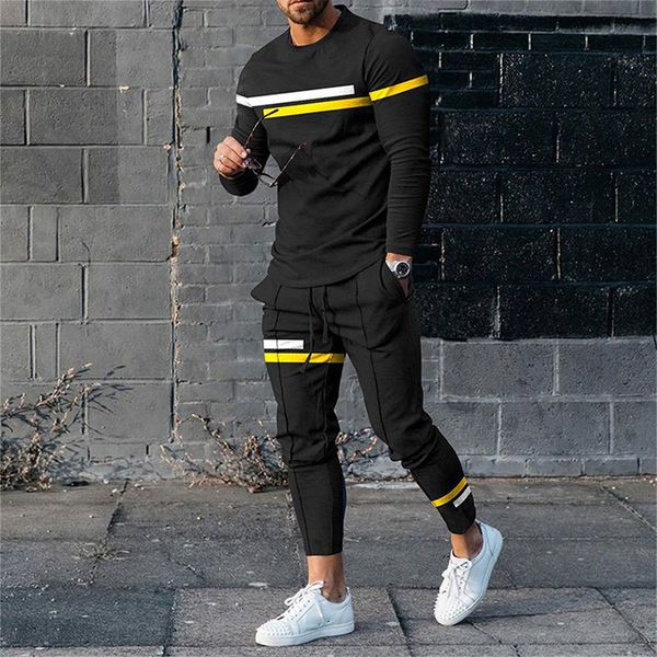 

mens tracksuits tshirtstrousers suit stripe spring winter gradient graphic printed longsleeve man outfit 2 piece set oversize 221124, Gray