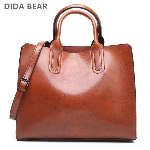 

evening bags women leather women's vintage handbag casual female trunk tote ladies shoulder large messenger bag 221123