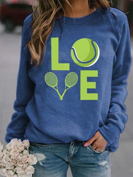 

women's hoodies sweatshirts women's tennis love casual sweatshirt 221124, Black