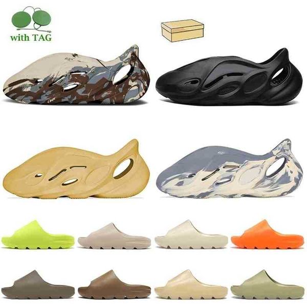 

kanyes foam rubber slippers slides cream yeesys clay moon gray mineral blue adds women mens designer sandals kany glow green enflame orange, Black