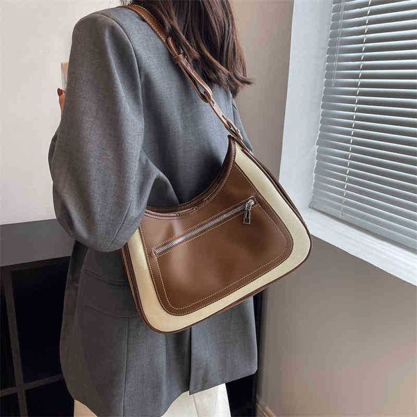 

bags bag new women's 2023 canvas stitched underarm bag contrast color sling single shoulder purses