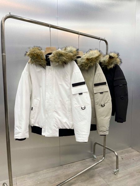 

winter jacket mens down parkas thick hooded jackets downs outwear coats north loose men woman fur windproof, Black