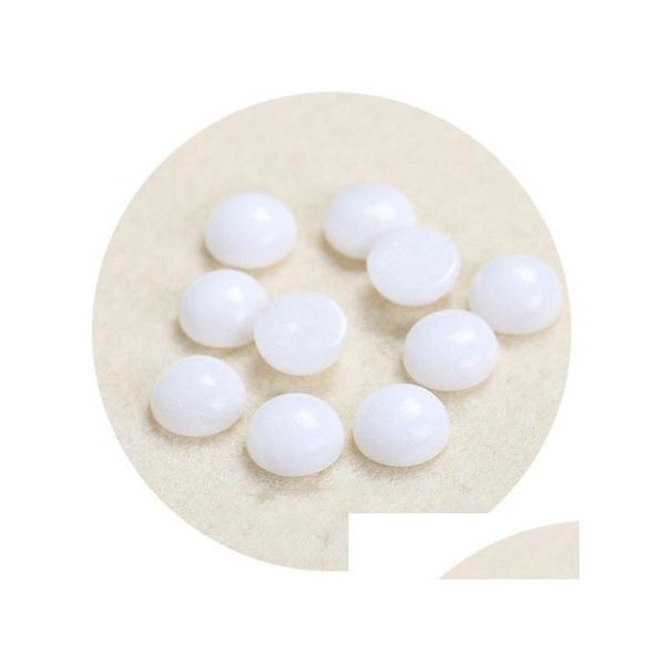 

loose gemstones 4/6/8/1012/14mm gemstone cabochons natural synthetic stone beads white jade for earring necklace bracelet drop deliv dhww8, Black