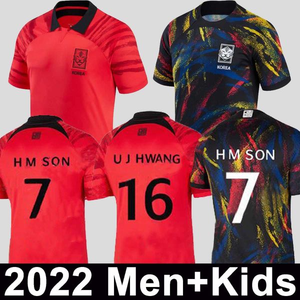 

south korea 2022 soccer jerseys home away son uj hwang kim lee jeong sung lee kwon 2023 jersey football shirts red 22 23 set fult kits, Black;yellow