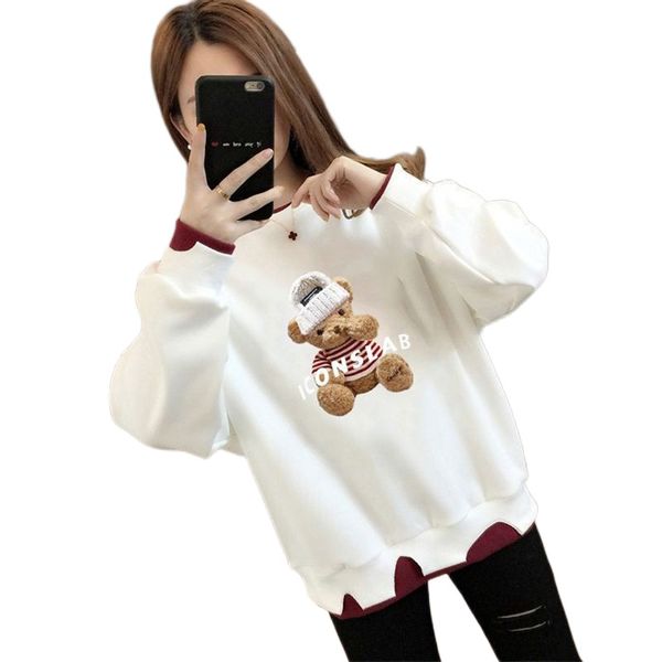 

women's sweaters warm soft and comfortable autumn/winter jumper european and american designers long sleeve round neck printed embroide, White;black