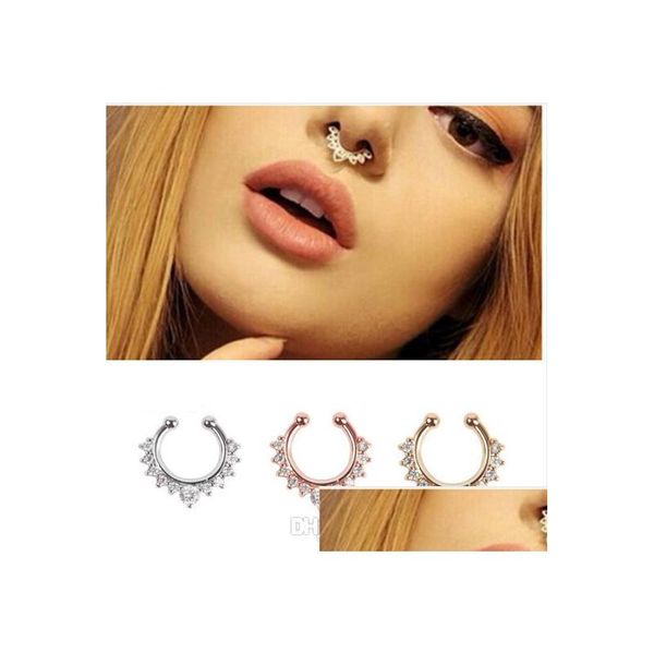 

nose rings studs brick lap ring fake nose cartilage earrings round sterling sier jewelry female boys and girls drop delivery body dh4ts, Silver