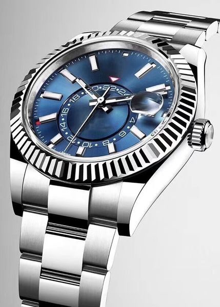 

luxury watch mens automatic mechanical calendar 42mm stainless steel sky-dweller gmt men's luminous fashion waterproof with original bo