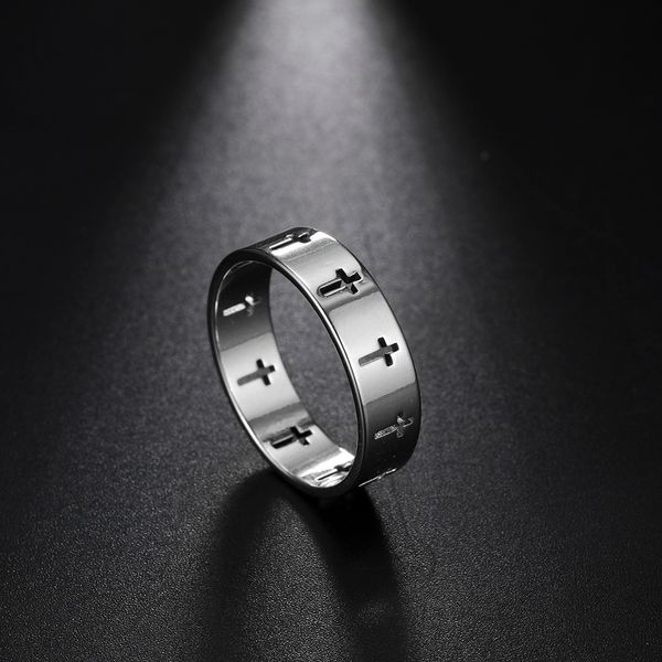 

stainless steel couple rings silver color supernatural cross women's men's ring engagement wedding gift fashion jewelry