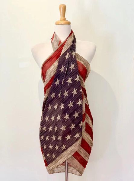 

scarves vintage american flag pleated cotton scarf july 4th usa patriotic, Blue;gray