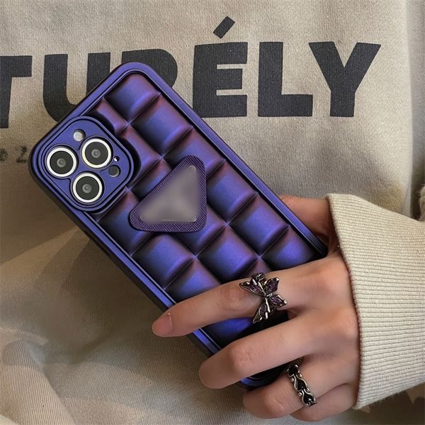 

fashion 3d squares cover phone case for iphone 14 pro max 13 12 mini 11 pro x xs 8 7 plus brand color cases colorful purple hard shell