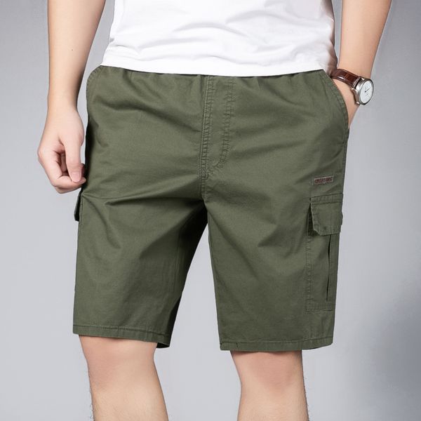 

summer middle aged men's shorts cotton dad's relaxed big casual capris, White;black