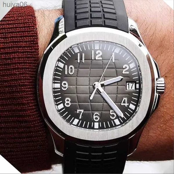

40mm mens watch automatic 2813 mobile steel case comfortable black rubber band stainless steels buckle leading the trend sapphire glass huiy, Slivery;brown