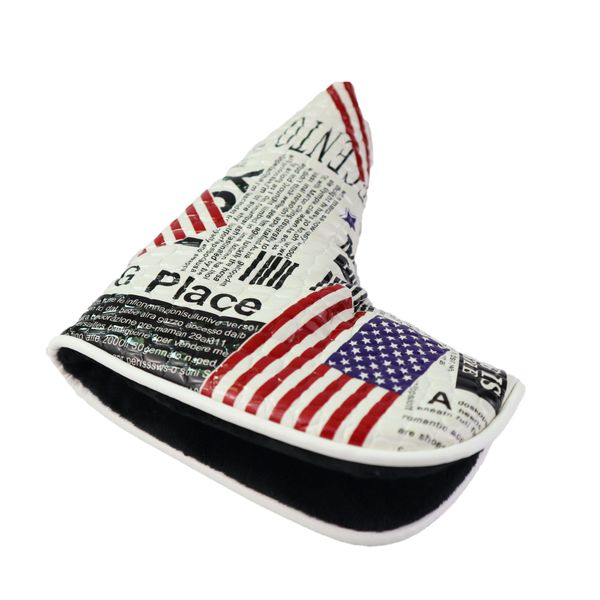 

club heads golf club wear resistant water proof pu leather cover magnetic closure american flag blade putter stone pattern white color 6.8in