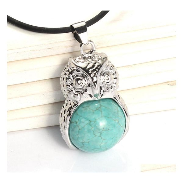 

pendant necklaces 16mm ball 32x20mm sier owl pendant lady girl stainless steel necklace jewelry drop delivery necklaces pendants dh4kn, Silver