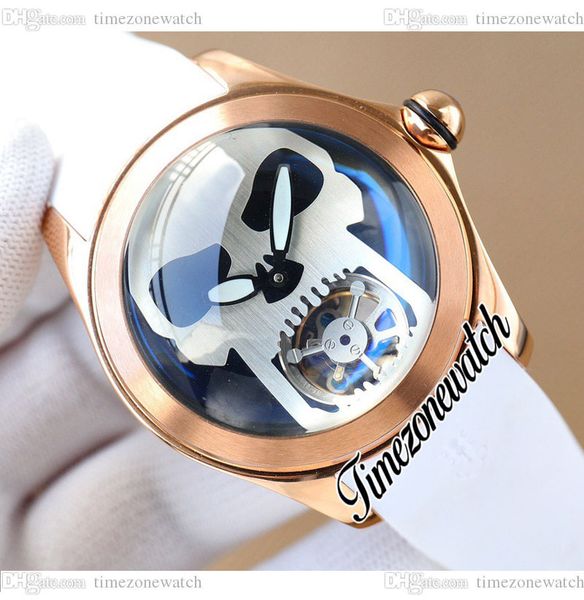 

new white admiral's cup bubble mens watch l016/03268 black dial steel case skull automatic tourbillon white rubber strap gents watches, Slivery;brown