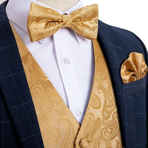 

mens suits blazers formal dress gold blue black paisley wedding vest business men tuxedo waistcoat bow tie set dibangu 221123, White;black