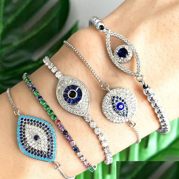 

charm bracelets retro crystal eye bracelet pl string adjustable diamond bracelets women fashion jewelry gift drop delivery dhkoc, Golden;silver