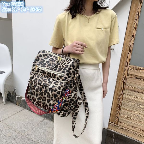 

Outlet factory ladies shoulder bags 3 colors street personality Leopard print handbag sweet print fashion crossbody bag outdoor leisure leather backpacks 0297, Grey