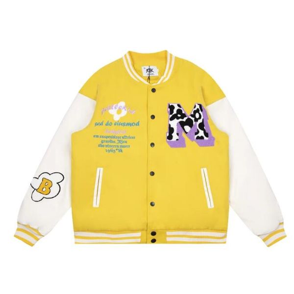 

coats men thick baseball jacket letter embroidery varsity college winter warm, Black;brown