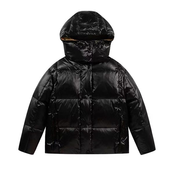 

fashion down men puffer jackets keep warm lovers hoodie thin and thickened outwear windbreaker coat winter pockets zippers hooded women park, Black