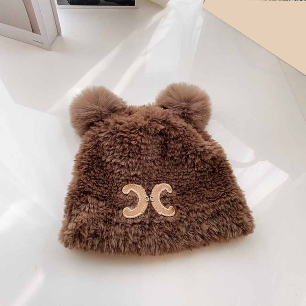 

designer bucket hat luxury autumn and winter ladies cute fisherman's cap ear shape plush warm touch comfortable casual fashion trend ve, Blue;gray