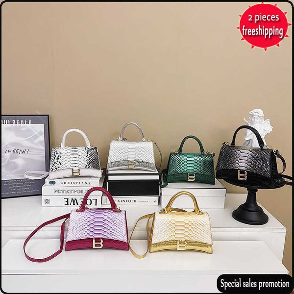 

designer bags bag 2022 new women's fashion versatile wtern style handbag crocodile pattern hourglass one shoulder crossbody