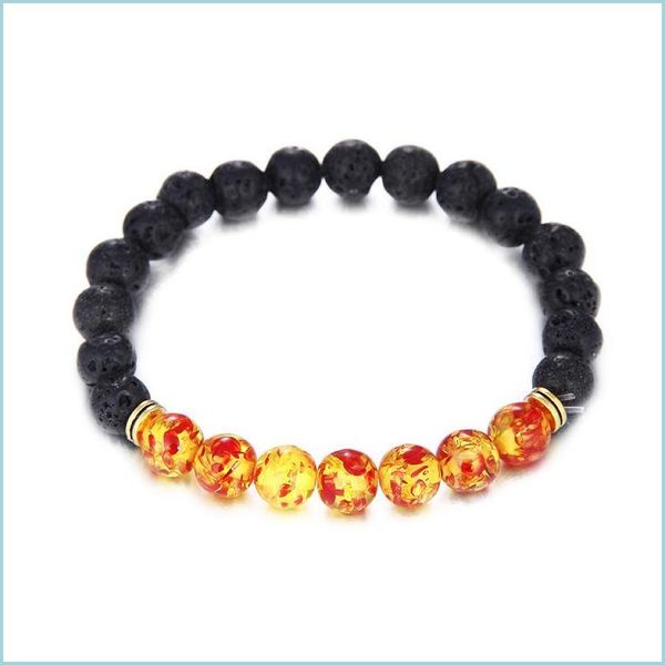 

beaded selling ambers lava stone natural bead bracelet chakra jewelry women men gift yoga stretch drop delivery bracelets dhgarden dhcws, Black