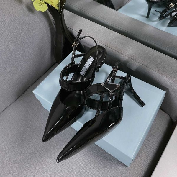 

fashion -women high heels sandals spring and summer letter dress shoes party holiday pointy shoe fashionable leather 8cm, Black