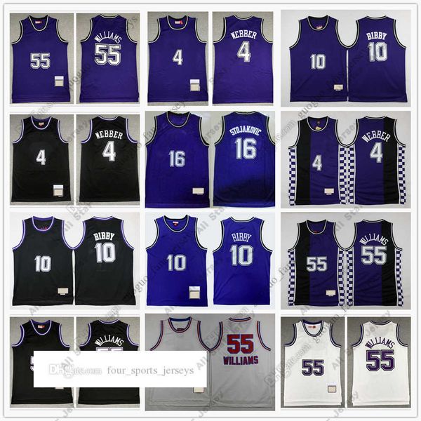 

basketball jerseys retro mitchell and ness basketball webber 10 mike 4 chirs bibby stojakovic 55 jason 16 peja williams blue jersey size, Black;red
