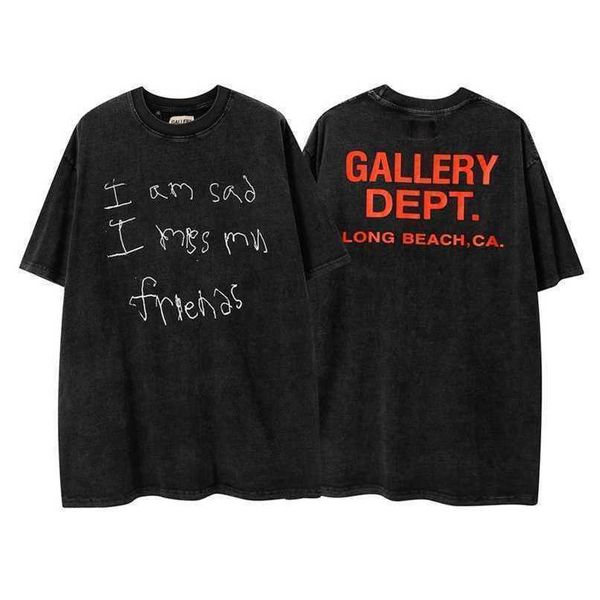 

designer mens t-shirts gallerydept dept 2022 summer fashion brand english letters washed used mens womens same short sleeve tshirt, White;black