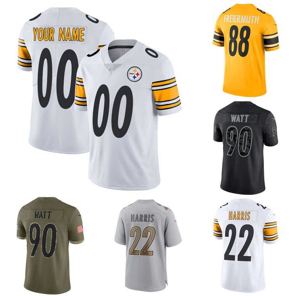 

custom football jerseys pittsburgh''steelers''90 t.j. watt 30 jaylen warren 44 derek watt 13 miles boykin 11 chase clayp, Black;red