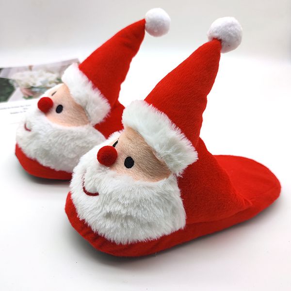 

slippers women indoor santa claus home floor christmas antislip warm cotton shoes casual cute cartoonfurry fluffy slides 221124, Black