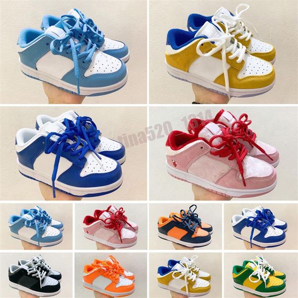 

2021 low sp kids running shoes university infant boys girl sneakers marine syracuse white orange blaze brazil varsity maize208g, Black