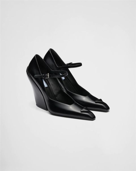 

milano brushed leather pumps black slanted heel shoes perfect