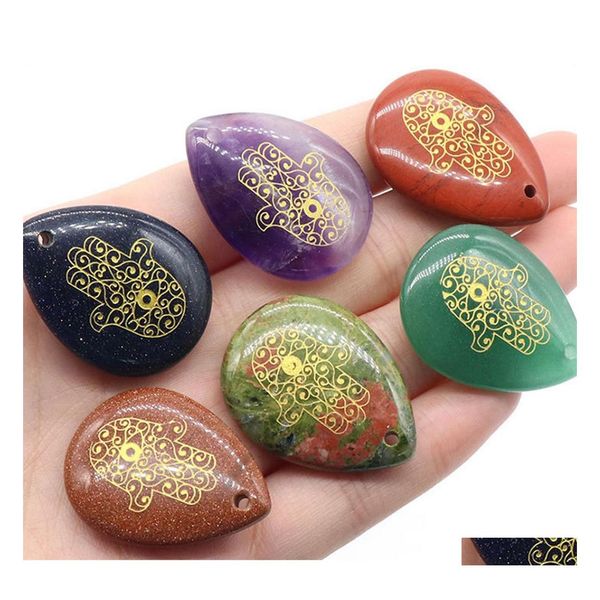 

loose gemstones handmade craved gold hand chakra teardrop gemstone 25x3m palm worry thumb stone therapy geometry healing coin reiknu dh0vg, Black