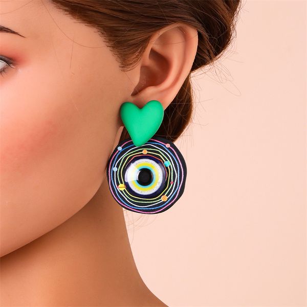 

s3358 fashion jewelry arylic evil eye dangle stud earrings round love heart blue eyes earrings, Silver