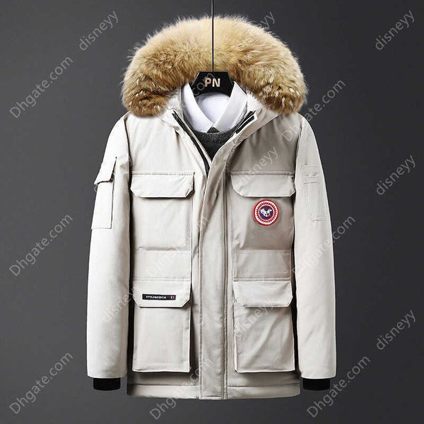 

winter fashion leisure medium and long thickened hooded korean men's wear large coat warm cotton clothes, Black