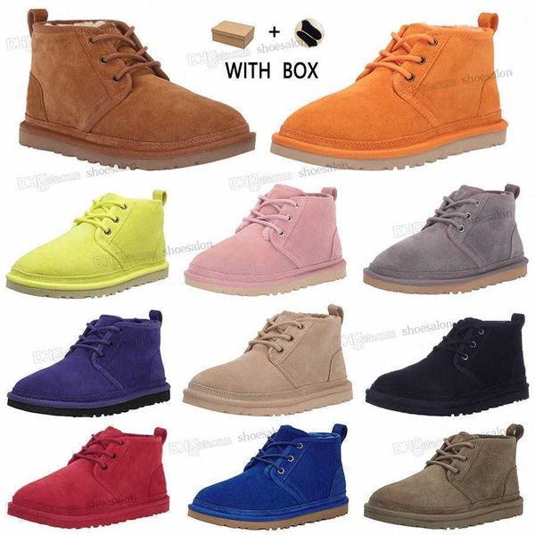 

2022 designer classic australian women platform men satin boot locomotive boots bailey dune chestnut winter buckle fur snow half knee short, Black