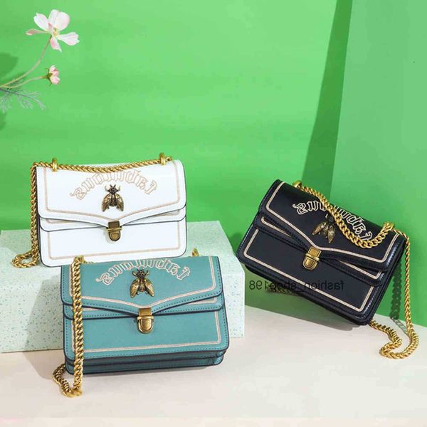 

fashion bag ins thai bee bag women new fashion embroidery messenger small korean chain square 2023