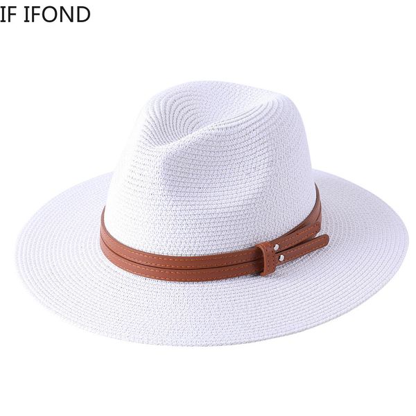 

wide brim hats bucket 56585960cm natural panama soft shaped straw summer womenmen beach sun cap uv protection fedora 221123, Blue;gray
