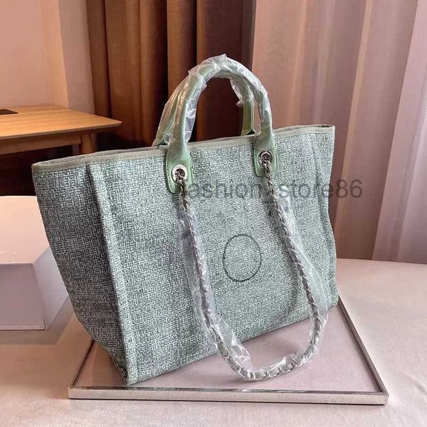 

ak summer classic c brand tote beach bags cavan deauville chain handle large capacity pochette 4 color beige women's two-tone qlgi 37ps