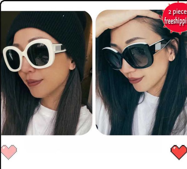 

luxury fashion trends 60%off design sunglasses new xiaoxiangjia ch9091 hepburn wind for women with white oval letters sunglasses uv400 high, White;black