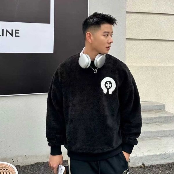 

fashion designer hoodies chromes heartss mens pullover 22 new winter croissant sweater sanskrit coat thickened long sleeves coat luxury jack, Black