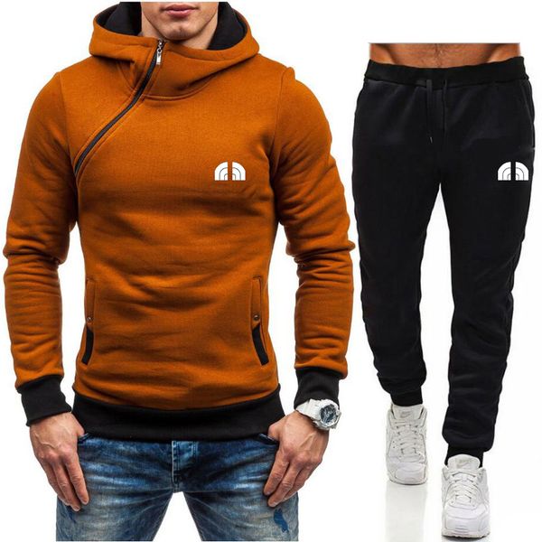 

men's tracksuits fashion designer hop hip men's sports suit inclined zipper hoodie trousers jacket casual sportswear technology wo, Gray