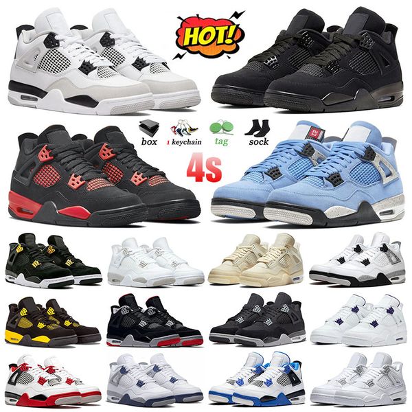 

og men women 4 basketball shoes j4 mens sneakers 4 bred university blue new black cat military black white cement sail womens sport trainers, White;red