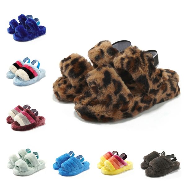 

design slippers slides sandals for ladies plush women shoes black winter soft furry pink fur grey