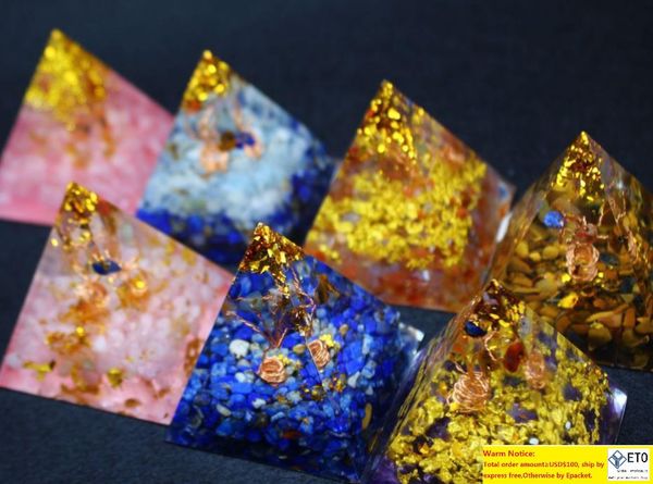 

healing crystal orgone pyramid stone handmade resin chakra home decoration energy generator for meditation reiki, Black